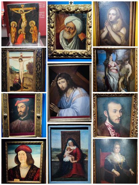 北京798艺术区遇见博物馆《提香与文艺复兴》展览中的一部分图，是文艺复兴期间威尼斯画派风格的真迹展，很有趣。在这次活动中，听到了一个有趣的名字叫“抹大拉”（右上角），是一位跟随耶稣的女孩，也是耶稣复活后第一个得知并将神迹告知世人的人。另外，在这次展览中收获到了几个著名的艺术家名字，①贝利尼（画派创始人）、②提香（这次展览的著名人物）、③乔尔乔内（提香的师兄）、④拉斐尔（这个时代另一个著名的艺术家）<br><br> 第一列第二幅是贝利尼的《基督受难》，伏在脚下的是圣保罗 <br> 第二列第二幅（正中间）的是乔尔乔内的《背十字架的基督》 </br> 第三列第二幅是委罗内塞的《赫拉克勒斯与灵感》